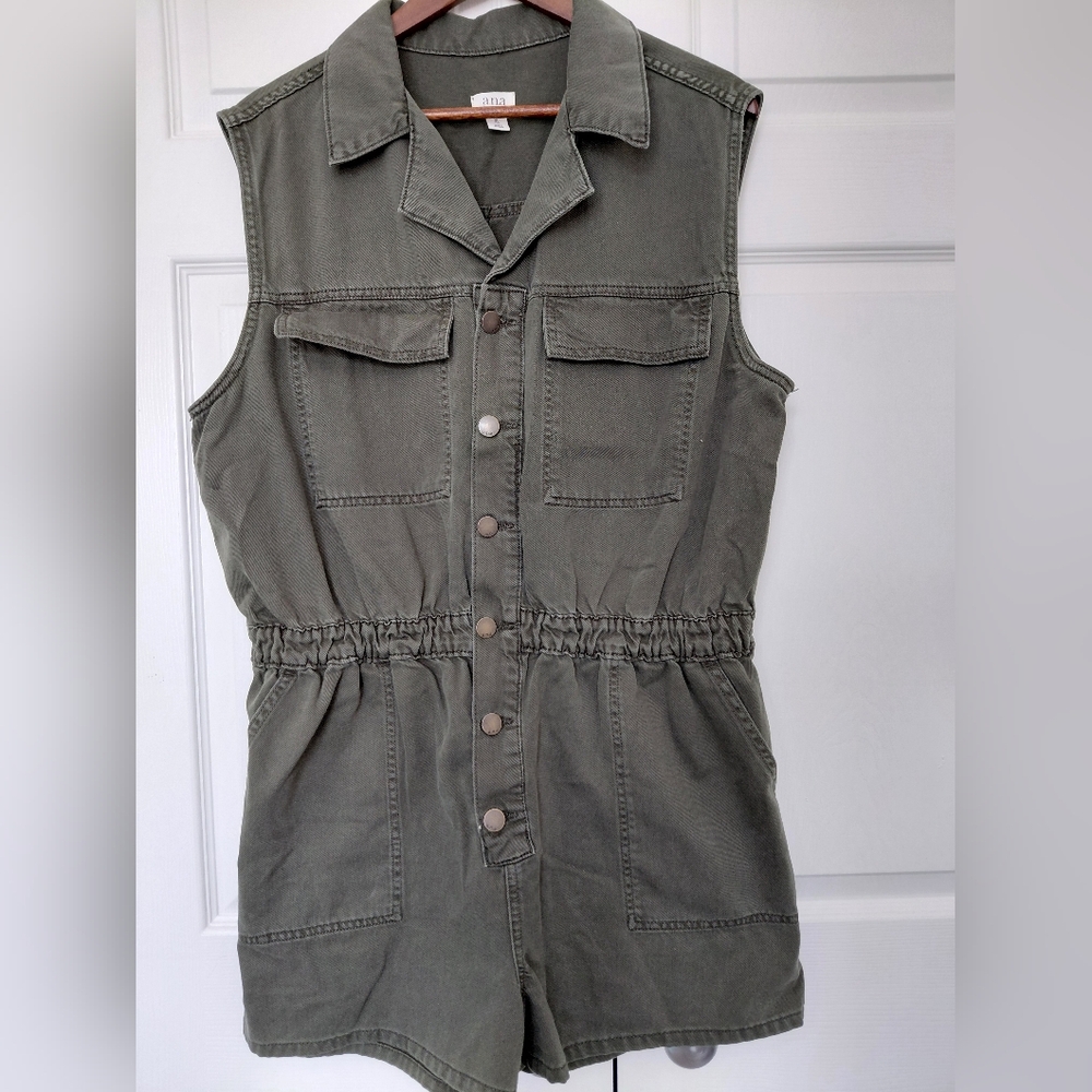 Womens Ana Sleeveless Olive Utility Romper Size XL